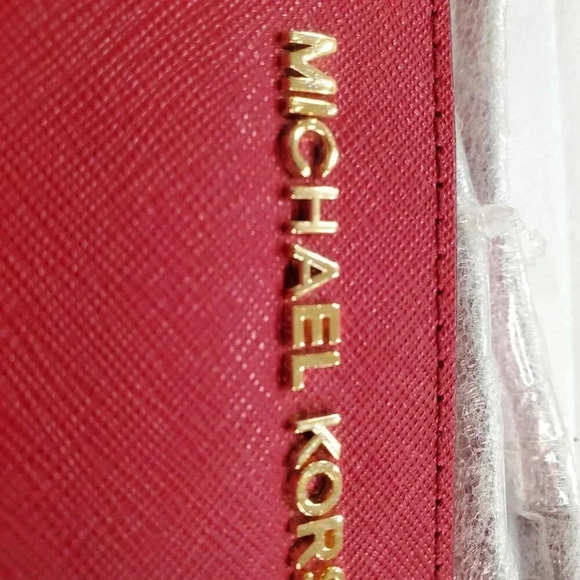Michael Kors Red Metal Edge Wristlet - Picture 5 of 8